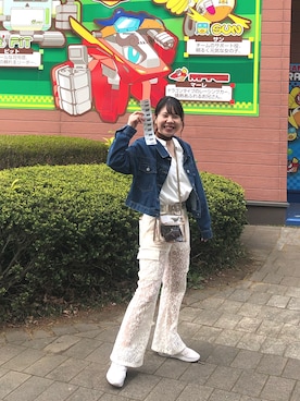 「one after another NICE CLAUP（ワンアフターアナザーナイスクラップ）のアイテム（デニムジャケット）」を使った、KRNさん（レディース・155cm）の春コーディネート