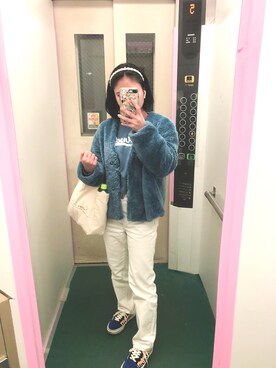 「Supreme.La.La.（シュープリームララ）のアイテム（バッグ）」を使った、KRNさん（レディース・155cm）の冬コーディネート