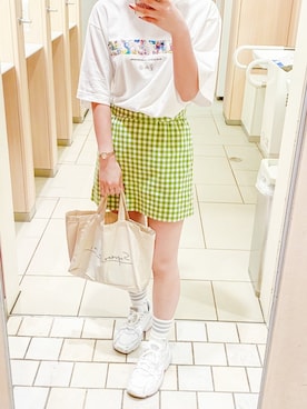 「Supreme.La.La.（シュープリームララ）のアイテム（バッグ）」を使った、KRNさん（レディース・155cm）の夏コーディネート