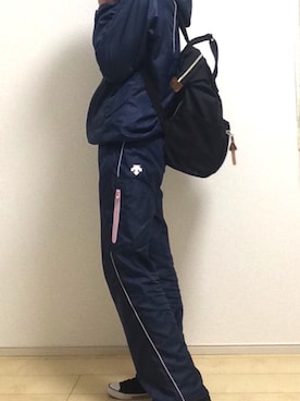 「ラコステ」｜「アイテム（その他アウター）」を使った、Saccoさん（レディース・158cm）の冬コーディネート