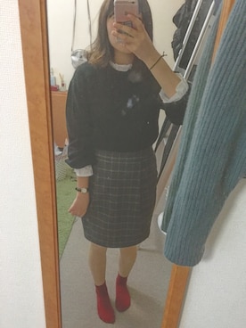 「アイテム（スカート）」を使った、サキさん（レディース・165cm）の冬コーディネート