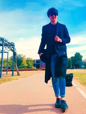 「Dr. Martens（ドクターマーチン）のDr.Martens (ドクターマーチン)/1461 3EYE GIBSON SHOES（その他シューズ）」を使った、Tetsuさん（メンズ・180cm）の冬コーディネート
