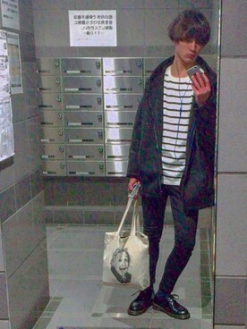 「Dr. Martens（ドクターマーチン）のDr.Martens (ドクターマーチン)/1461 3EYE GIBSON SHOES（その他シューズ）」を使った、Tetsuさん（メンズ・180cm）の冬コーディネート