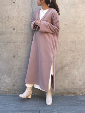 「AS KNOW AS PINKY（アズノゥアズピンキー）のアイテム（ワンピース/ドレス）」を使った、hinanoさん（レディース・156cm）の冬コーディネート
