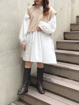 「AS KNOW AS PINKY（アズノゥアズピンキー）のアイテム（ワンピース/ドレス）」を使った、hinanoさん（レディース・156cm）の冬コーディネート