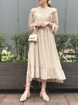 「AS KNOW AS PINKY（アズノゥアズピンキー）のアイテム（ワンピース/ドレス）」を使った、hinanoさん（レディース・156cm）の春コーディネート