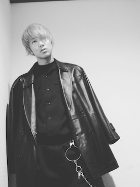 「古着のアイテム（ライダースジャケット、ブラック系）」を使った、野田はるとさん（メンズ）の冬コーディネート
