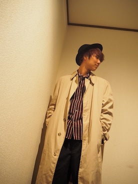 「古着のアイテム（トレンチコート、ベージュ系）」を使った、野田はるとさん（メンズ）の春コーディネート