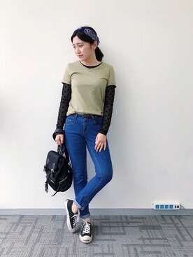 「CONVERSE（コンバース）のCONVERSE コンバース ジャック パーセル / JACK PURCEL（スニーカー）」を使った、肉兔酱さん（レディース・159cm）の夏コーディネート