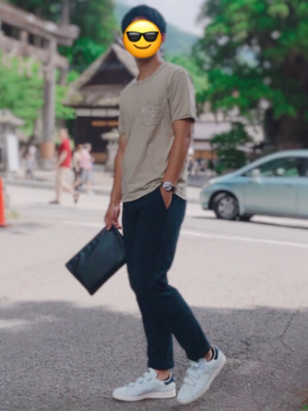 「夏コーデ、シンプル、大人カジュアル、おしゃれさんと繋がりたい、スタンスミス、アディダス、ダニエルウェリントン、サンローランパリ、マーガレット・ハウエル(MARGARET HOWELL)、MHL.」｜「Daniel Wellingtonの「Daniel Wellington/ダニエルウェリントン」 クラシック ペティット 32mm ローズゴールド/シルバー（アナログ腕時計、ブラック系）」を使った、Kenshiroさん（メンズ・177cm）の夏コーディネートの1枚目の写真