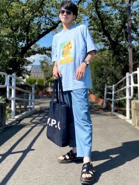 「MONKEY TIME（モンキータイム）のアイテム（その他パンツ）」を使った、idakaさん（メンズ・171cm）の夏コーディネート