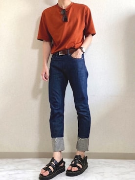「Dr. Martens（ドクターマーチン）のアイテム（サンダル）」を使った、idakaさん（メンズ・171cm）の夏コーディネート