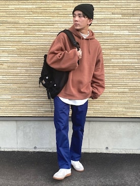「epnok（エプノック）のアイテム（パーカー）」を使った、idakaさん（メンズ・171cm）の冬コーディネート