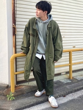 「レースアップシューズ」｜「アイテム（モッズコート）」を使った、idakaさん（メンズ・171cm）の春コーディネート