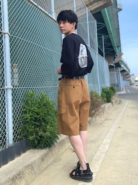 「Dr. Martens（ドクターマーチン）のアイテム（サンダル）」を使った、idakaさん（メンズ・171cm）の春コーディネート