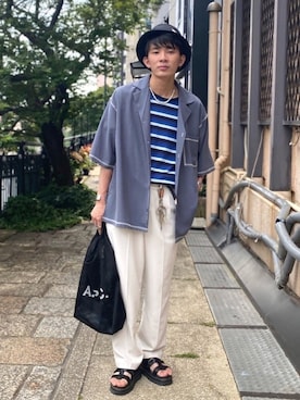 「Dr. Martens（ドクターマーチン）のアイテム（サンダル）」を使った、idakaさん（メンズ・171cm）の夏コーディネート