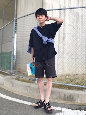 「Dr. Martens（ドクターマーチン）のアイテム（サンダル）」を使った、idakaさん（メンズ・171cm）の夏コーディネート
