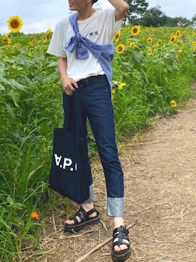 「Dr. Martens（ドクターマーチン）のアイテム（サンダル）」を使った、idakaさん（メンズ・171cm）の夏コーディネート