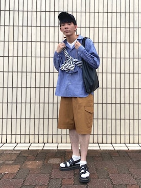 「HARE（ハレ）のアイテム（帽子）」を使った、idakaさん（メンズ・171cm）の夏コーディネート