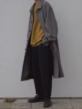 「stein（シュタイン）のアイテム（ステンカラーコート）」を使った、Yuさん（メンズ・180cm）の冬コーディネート