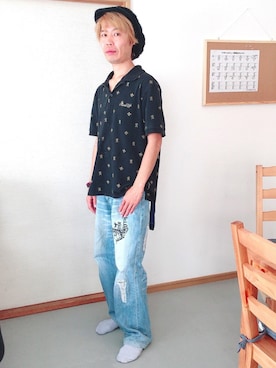 「しまむら（シマムラ）のアイテム（ニットキャップ/ビーニー）」を使った、一宮 雪人さん（メンズ・176cm）の冬コーディネート