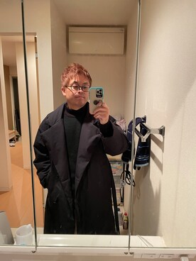 「ユニクロU」｜「アイテム（トレンチコート）」を使った、ノン太さん（メンズ・171cm）の冬コーディネート
