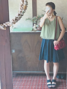 「黒サンダル」｜「アイテム（その他）」を使った、kmmyさん（レディース・155cm）の夏コーディネート