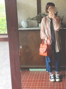 「UNIQLO（ユニクロ）のハイライズボーイフレンドフィットジーンズ＋EC（デニムパンツ）」を使った、kmmyさん（レディース・157cm）の夏コーディネート