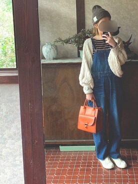 「ケーブルカーディガン」｜「アイテム（スリッポン）」を使った、kmmyさん（レディース・157cm）の秋コーディネート