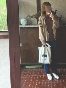 「UNIQLO（ユニクロ）のハイライズボーイフレンドフィットジーンズ＋EC（デニムパンツ）」を使った、kmmyさん（レディース・157cm）の春コーディネート