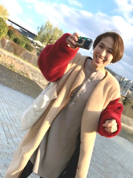 「ALDIES（アールディーズ）のアイテム（ノーカラージャケット）」を使った、naoさん（レディース・156cm）の冬コーディネート