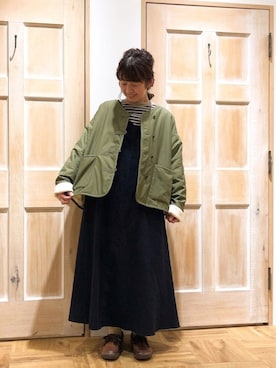 「リバーシブル」｜「アイテム（ジャンパースカート）」を使った、mizukiさん（レディース・155cm）の冬コーディネート
