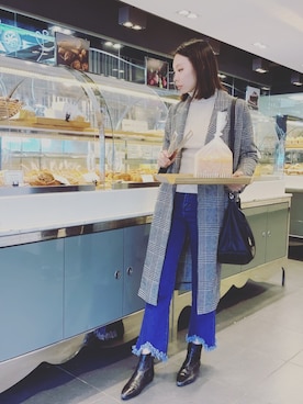 「H&M（エイチ・アンド・エム）のアイテム（チェスターコート）」を使った、Pei Yi Tanさん（レディース・158cm）の秋コーディネート