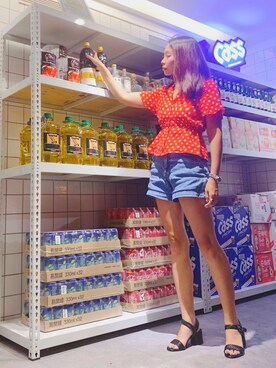 「アイテム（カーゴパンツ）」を使った、Pei Yi Tanさん（レディース・158cm・30代）の夏コーディネート