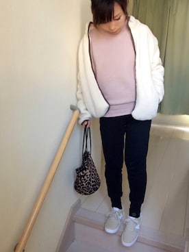 「くすみピンク」｜「アイテム（ブルゾン）」を使った、kiyoさん（レディース・146cm）の秋コーディネート