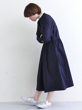 「PAR ICI」｜「アイテム（シャツワンピース）」を使った、Kさん（レディース・162cm）の冬コーディネート