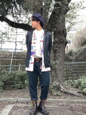 「BEAMS（ビームス）のアイテム（ハンチング/ベレー帽）」を使った、kenta/emptykraftさん（メンズ・168cm）の春コーディネート
