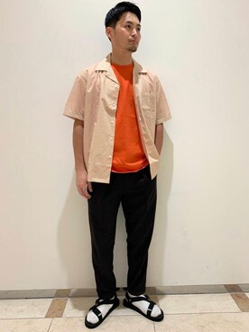 「green label relaxing（グリーンレーベルリラクシング）のCM リネンライク インタック 1P 9分丈 パンツ / アンクル丈（Pants、ブラック系）」を使った、nagano5915さんの春コーディネート