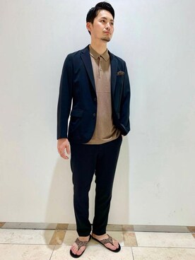 「green label relaxing（グリーンレーベルリラクシング）のCM PE/SI ニットポロ（Polo、ブラウン系）」を使った、nagano5915さんの夏コーディネート