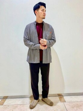 「UNIVERSAL OVERALL（ユニバーサルオーバーオール）の別注［ユニバーサルオーバーオール］SC UNIVERSAL OVERALL H/T BD シャツ（Shirts、ブラック系）」を使った、nagano5915さんの秋コーディネート