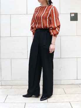 「黒パンツ」｜yokorenaさん（レディース・158cm）の冬コーディネート