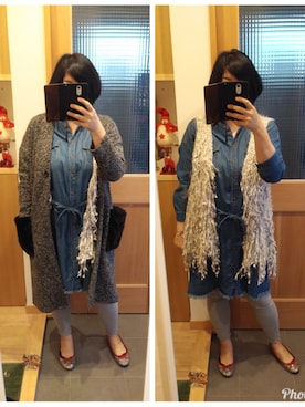 「esquilo brancoのアイテム（ベスト、ベージュ系）」を使った、canさん（レディース・167cm）の冬コーディネート