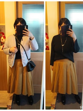 「黒×黄色」｜「アイテム（ジャケット/アウター）」を使った、canさん（レディース・167cm）の冬コーディネート