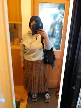 「AS KNOW AS plus（アズノゥアズプラス）のアイテム（スカート、オレンジ系）」を使った、canさん（レディース・167cm）の秋コーディネート
