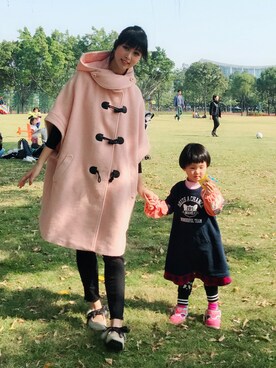 「アイテム（モッズコート、ピンク系）」を使った、fiona🍮さん（レディース・168cm）の冬コーディネート