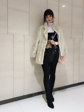 「E hyphen world gallery（イーハイフンワールドギャラリー）のアイテム（ピーコート、ベージュ系）」を使った、fiona🍮さん（レディース・168cm）の冬コーディネート