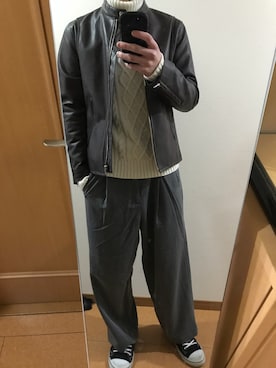 「Right-on（ライトオン）のアイテム（ライダースジャケット）」を使った、@Ryosukeさん（メンズ・172cm）の冬コーディネート