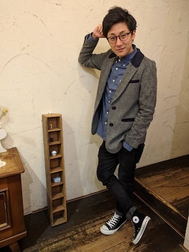 「Ungrid（アングリッド）のアイテム（ジャケット/アウター）」を使った、ヘンダーソン中村さん（メンズ・164cm）の秋コーディネート