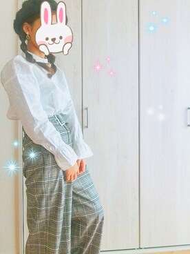 「GU（ジーユー）のアイテム（パンツ、グレー系）」を使った、Amamaさん（レディース・154cm）の冬コーディネート