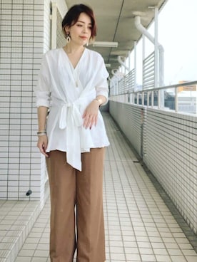 スーツパンツを使った きれいめコーディネート のレディース人気ファッションコーディネート Wear